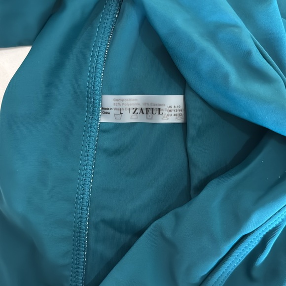 NWT Zaful Teal High Waisted High Leg Side Tie Detail Swim Bottom - Picture 3 of 5